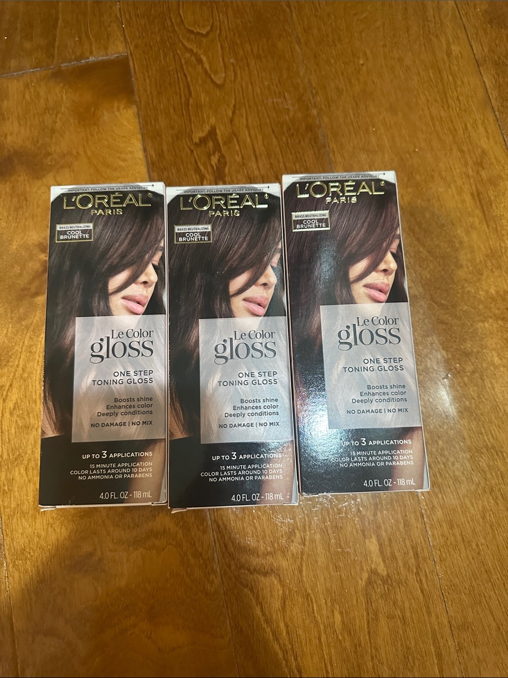 L'Oreal Le Color Gloss One Step Toning Gloss - Cool Brunette lot of 3 NEW